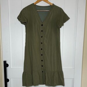 Olive Green Button-Down Dress Size Small